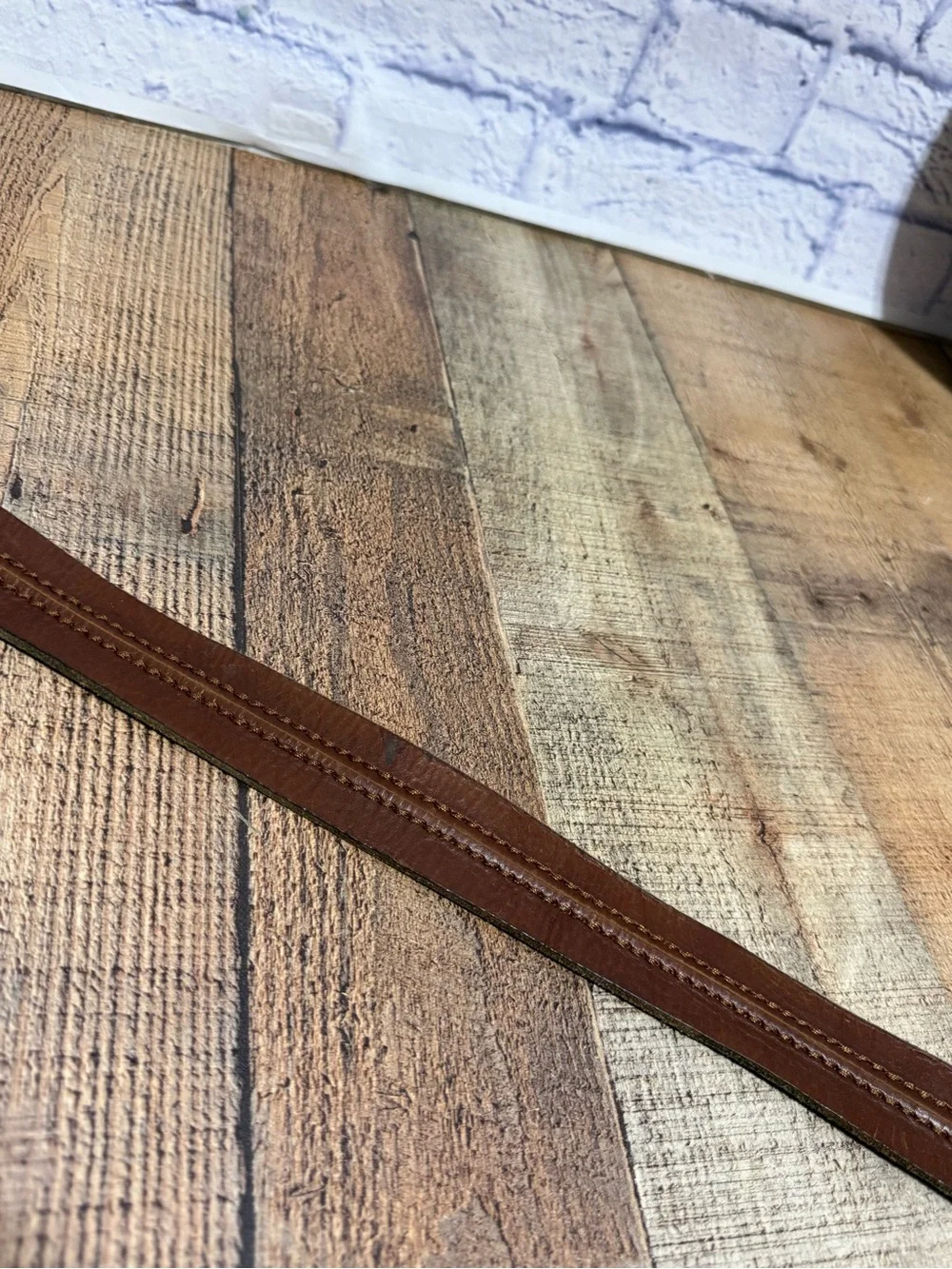 Fossil Brown Leather Belt Silver Buckle Men's Size 40